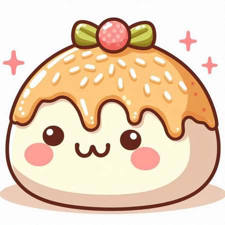 Illustration of a Cute Easter Bread with a Cute Faceのイラスト素材
