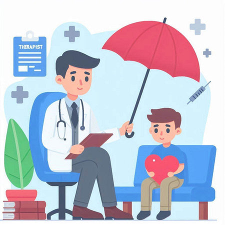 Doctor and patient. Healthcare and medical service. Vector illustration in cartoon styleのイラスト素材