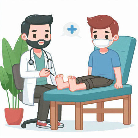 Doctor and patient in hospital. Vector illustration of a cartoon character.のイラスト素材