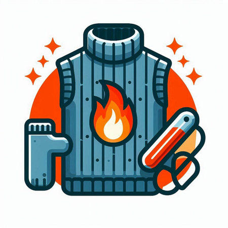 Vector illustration of a sweater with a fire on a white background.のイラスト素材