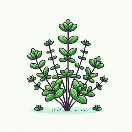 Illustration of a bunch of thyme on a white background.のイラスト素材