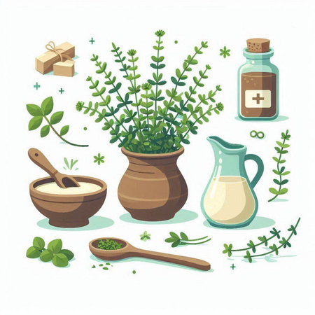 Herbs and spices. Herbs and spices. Vector illustration.のイラスト素材