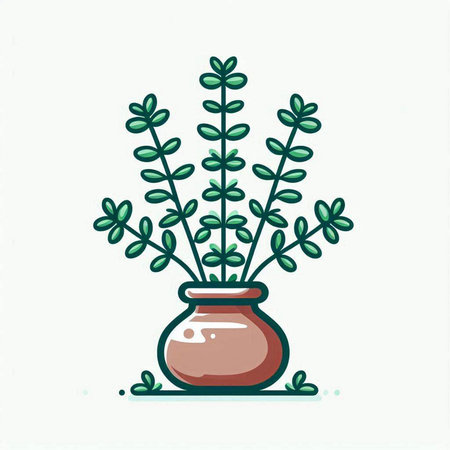 Illustration of a plant in a clay pot on a white backgroundのイラスト素材