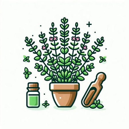 Home plant in a pot with a dropper. Vector illustration.のイラスト素材