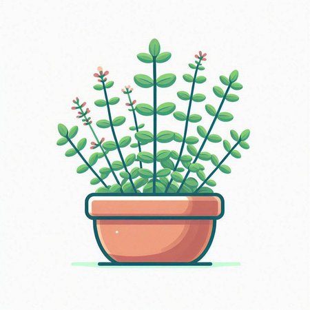 Flowerpot with houseplant. Vector illustration in flat style.のイラスト素材