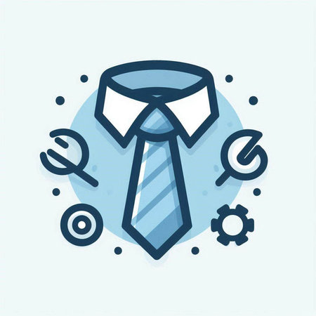 Vector illustration of thin line icon of necktie and gear. Business concept.のイラスト素材