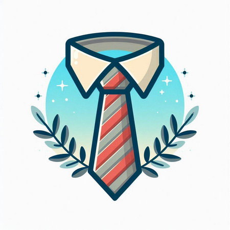 Vector illustration of a necktie and laurel wreath on white background.のイラスト素材