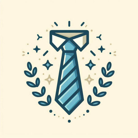Vector illustration of a necktie with a laurel wreath.のイラスト素材