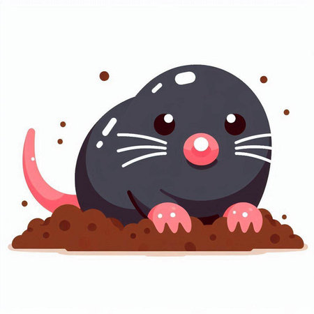 Cute mouse in the ground. Vector illustration isolated on white background.のイラスト素材