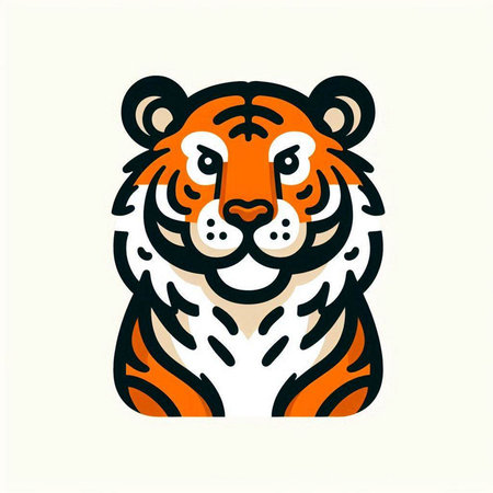 Vector illustration of tiger head on white background. Symbol of 2022.のイラスト素材