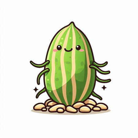 Cute watermelon character isolated on white background. Vector illustration.のイラスト素材