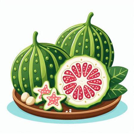 Fresh figs and starfish on a white background. Vector illustration.のイラスト素材