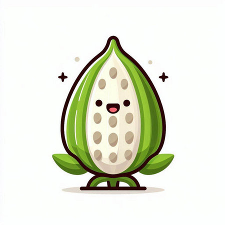 Cute cartoon papaya character isolated on white background. Vector illustration.のイラスト素材
