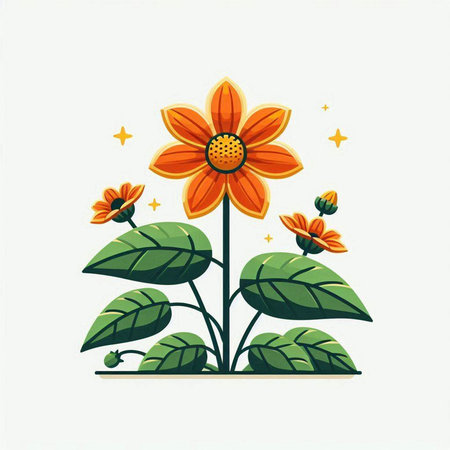 Flower in the garden, isolated on white background. Vector illustration.のイラスト素材