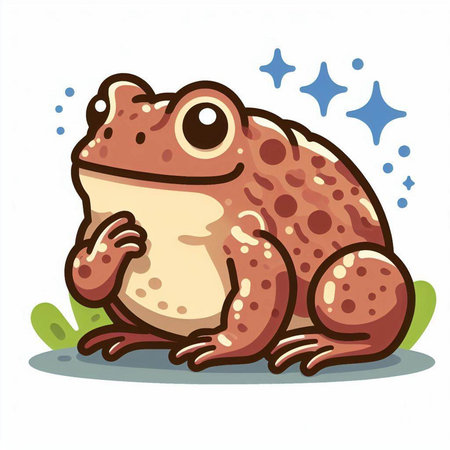 Cute cartoon frog isolated on a white background. Vector illustration.のイラスト素材