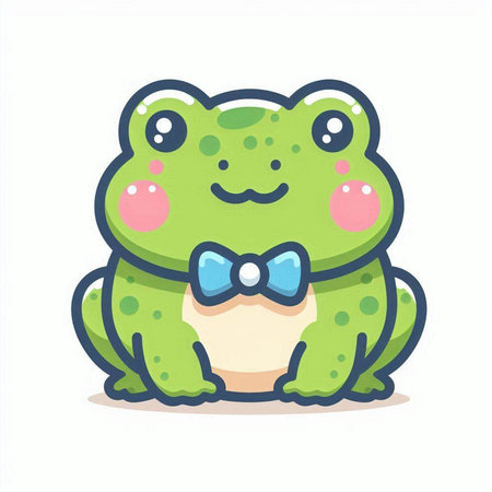 Frog with bow tie. Cute cartoon character. Vector illustration.のイラスト素材