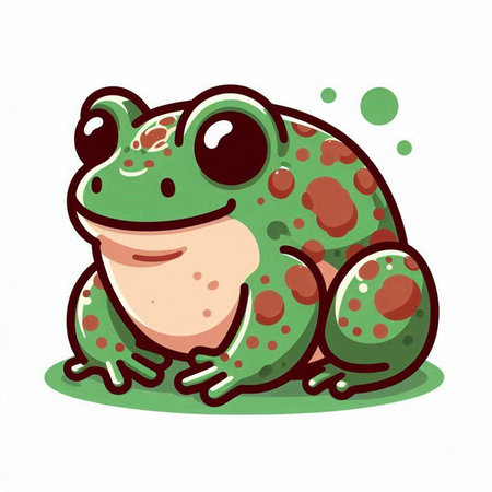 Cute cartoon frog isolated on a white background. Vector illustration.のイラスト素材