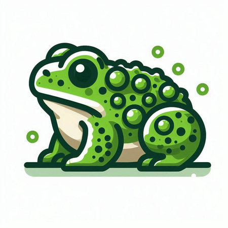Green frog on a white background. Vector illustration in cartoon style.のイラスト素材