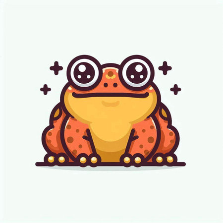 Cute frog cartoon. Vector illustration. Colorful flat design.のイラスト素材