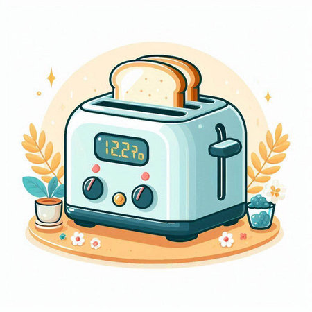 Illustration of a toaster in cartoon style. Vector illustration.のイラスト素材