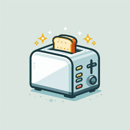 Toaster with bread. Vector illustration in doodle style.のイラスト素材