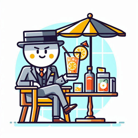 Drink at the bar. Vector illustration in a flat style.のイラスト素材