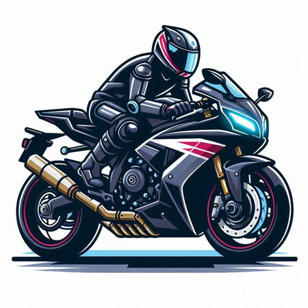 Motorcycle motorcyclist. Vector illustration of a sport bike.のイラスト素材