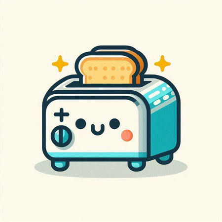 Cute toaster in flat design style. Vector illustration for your design.のイラスト素材