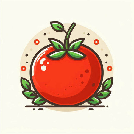 Cute hand drawn vector illustration of tomato. Doodle style. Isolated on white background.のイラスト素材
