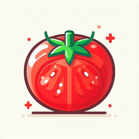 Tomato icon. Vector illustration of a fresh tomato on white background.のイラスト素材