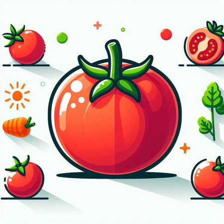 Illustration of fresh tomato on white background, vector eps10のイラスト素材
