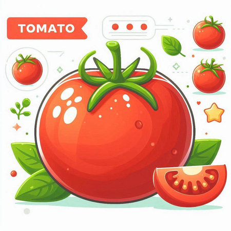 Tomato vector icon. Cartoon illustration of tomato vector icon for web designのイラスト素材