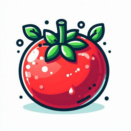 Tomato vector illustration on white background. Hand drawn tomato icon.のイラスト素材