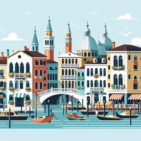 Venice, Italy. Vector illustration. Venice is a city in northern Italy.のイラスト素材