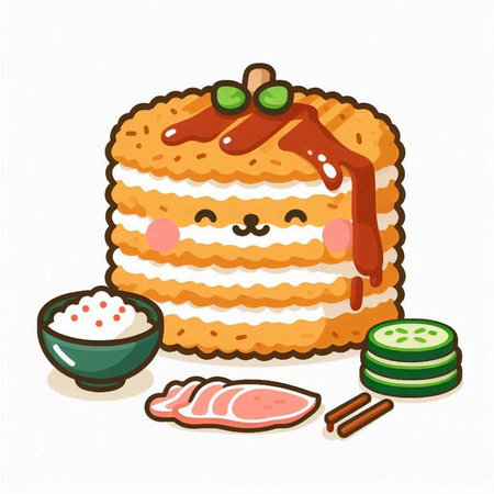 Cute kawaii kawaii cake. Vector illustration.のイラスト素材