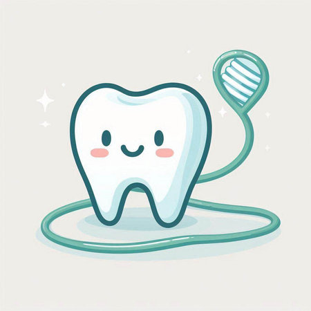cute tooth with dna on white background. vector illustration.のイラスト素材