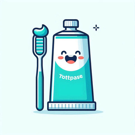 Toothpaste and toothbrush. Vector illustration in cartoon style.のイラスト素材