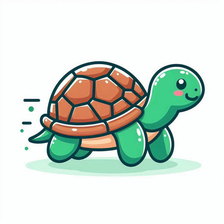 Cute Cartoon Turtle. Vector illustration. Isolated on white background.のイラスト素材
