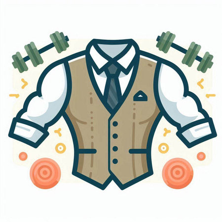 Mens suit with dumbbells on white background. Vector illustration.のイラスト素材