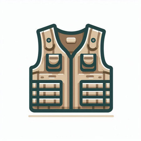 Illustration of a fishing vest isolated on a white background - vectorのイラスト素材