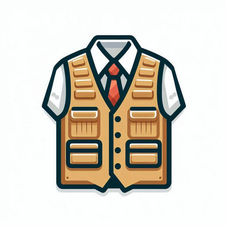 Vector illustration of a jacket with a tie on a white background.のイラスト素材
