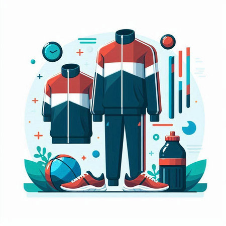 Winter sportswear. Vector illustration in flat style. Sport equipment.のイラスト素材