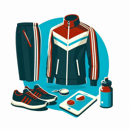 Illustration of sport clothing and accessories on a white background - vectorのイラスト素材