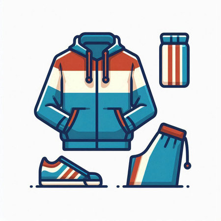 Winter sports clothes icon. Vector illustration in flat style. Isolated on white background.のイラスト素材