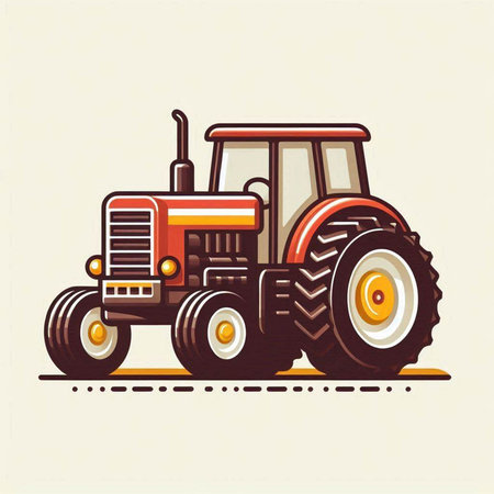 Retro tractor. Vector illustration of a tractor on a white background.のイラスト素材
