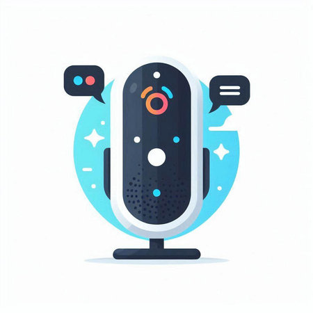 Microphone with speech bubbles. Vector illustration in flat cartoon style.のイラスト素材