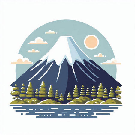 Mt. Fuji in flat style. Vector illustration for your designのイラスト素材