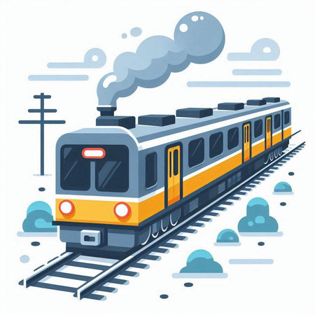 Train in the city. Vector illustration in flat style. Isolated on white background.のイラスト素材
