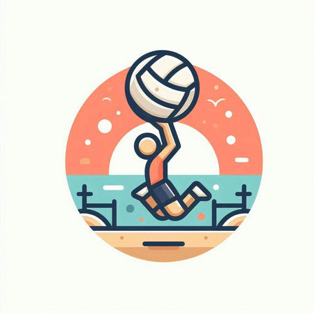 Volleyball player on the beach. Vector illustration in flat styleのイラスト素材