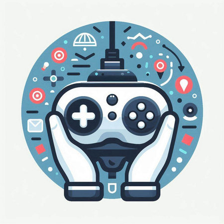 Gamepad, joystick, game controller. Modern flat style vector illustration.のイラスト素材
